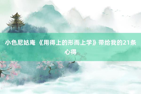 小色尼姑庵 《用得上的形而上学》带给我的21条心得