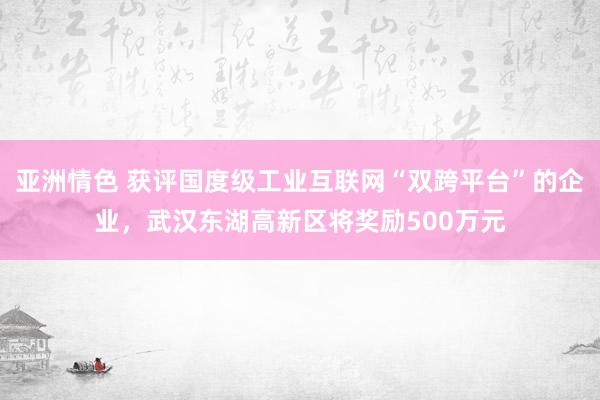 亚洲情色 获评国度级工业互联网“双跨平台”的企业，武汉东湖高新区将奖励500万元