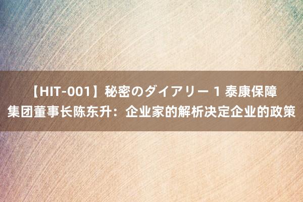 【HIT-001】秘密のダイアリー 1 泰康保障集团董事长陈东升：企业家的解析决定企业的政策