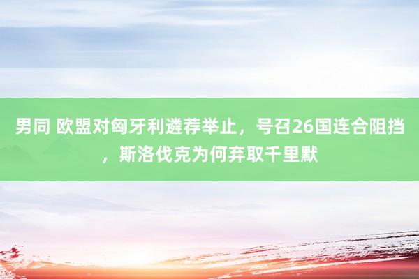 男同 欧盟对匈牙利遴荐举止，号召26国连合阻挡，斯洛伐克为何弃取千里默